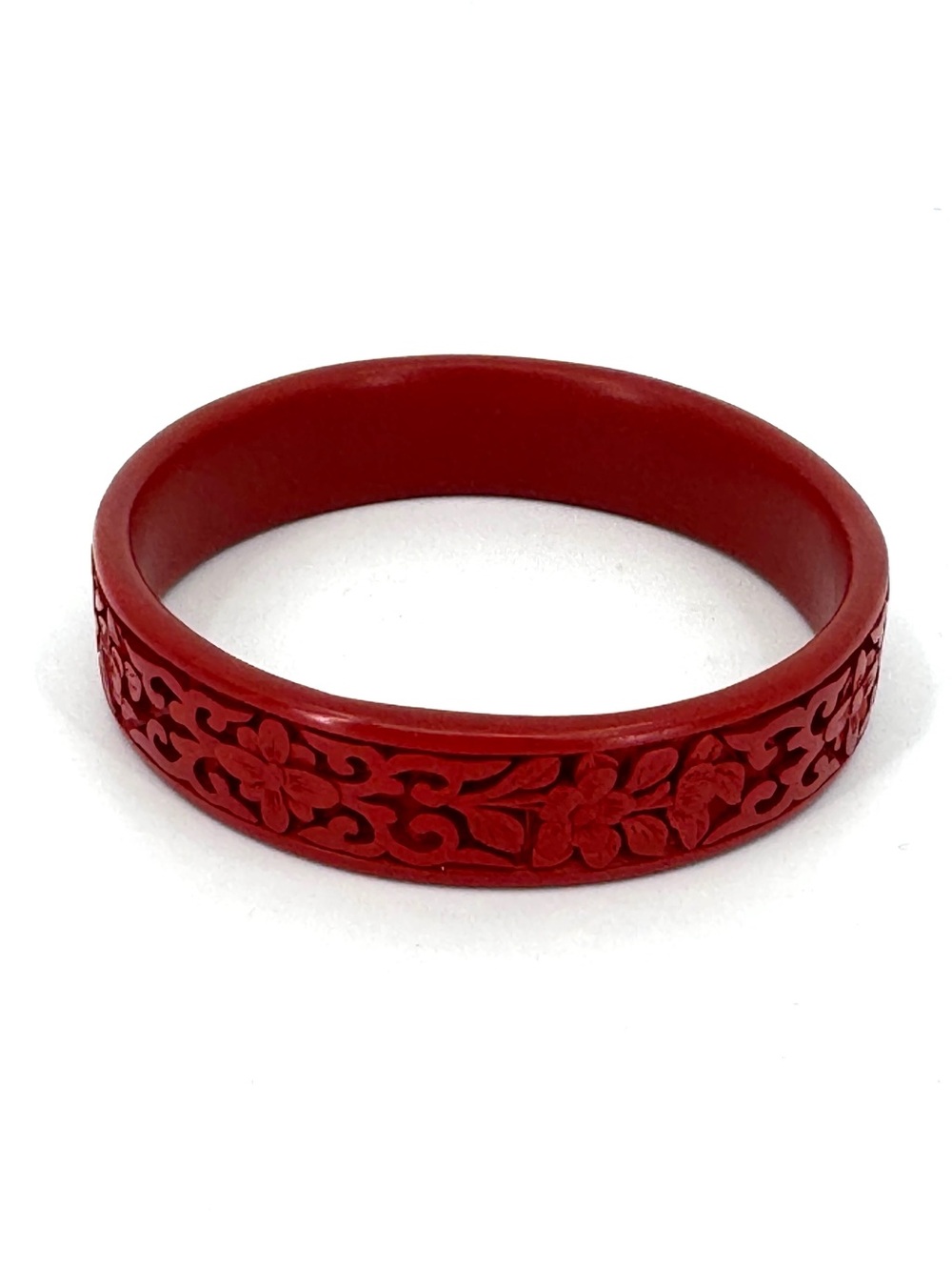 Vintage Chinese carved cinnabar bangle bracelet